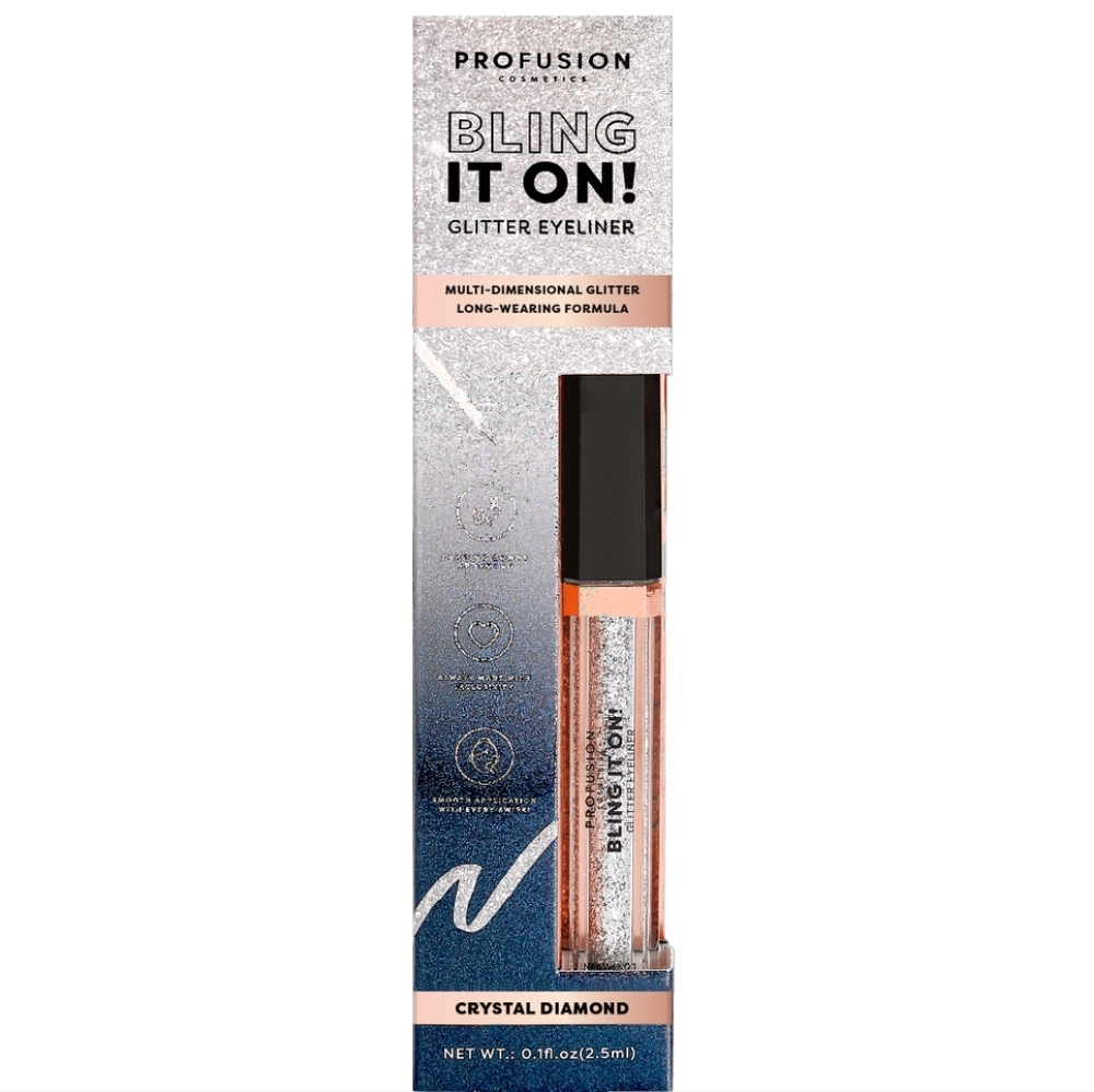 3 x Profusion Cosmetics Bling It On Liquid Glitter Eyeliner, Crystal Diamond